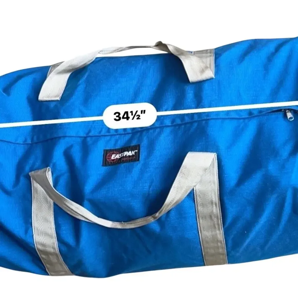 Vintage 80s Eastpak Blue Canvas Duffel Bag XXL Carry On Gym Travel Weekender